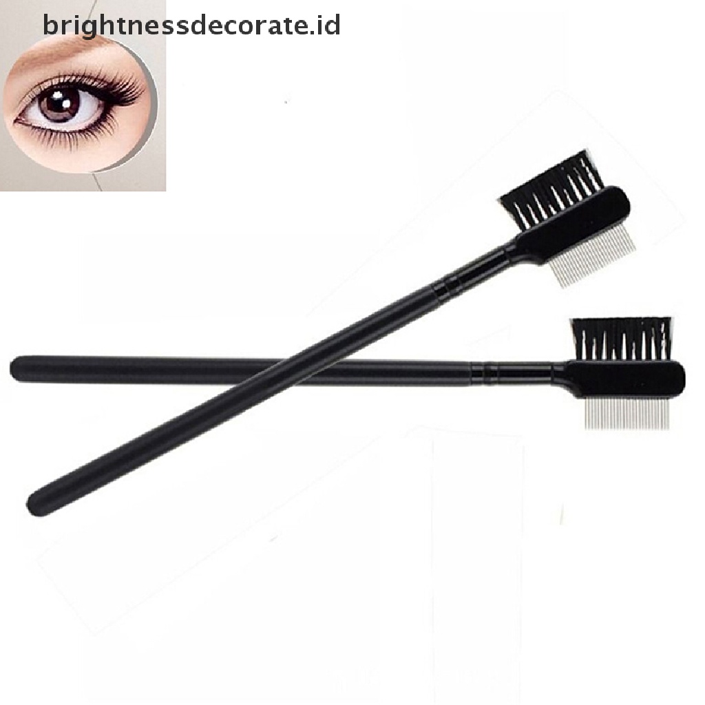 1 Pc Brush Sisir Extension Bulu Mata Alis Model Dual-Comb Bahan Metal Steel Untuk Alat Makeup