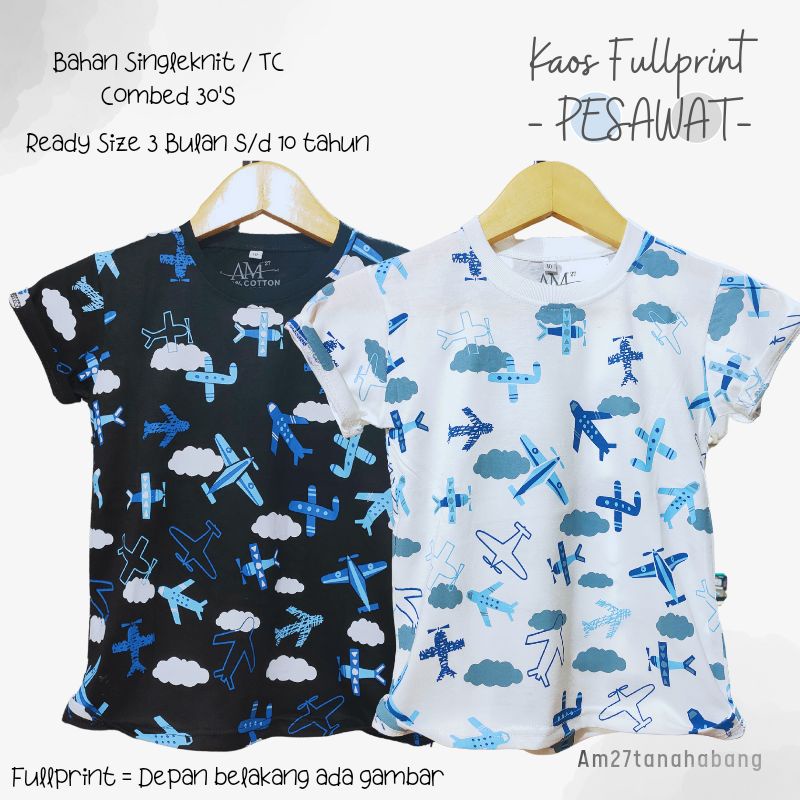 Kaos Anak Cowok 3 bulan sd 10 tahun Fullprint PESAWAT PLANE