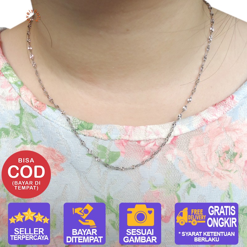 Lovelybutik Kalung Titanium Anti Karat Rantai Kalung Titanium Model Rantai Pecah kopi