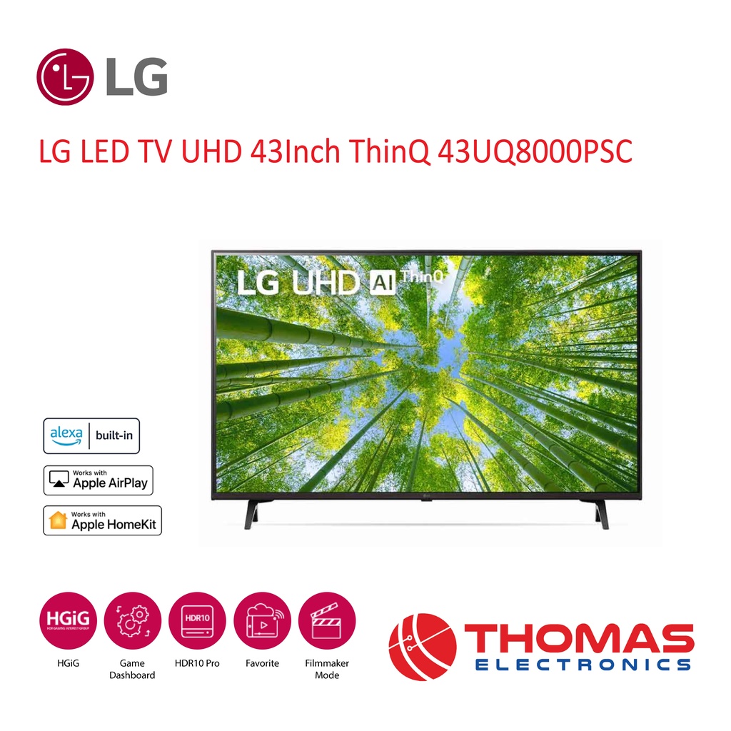 LED TV LG UHD Smart ThinQ 43 Inch UQ8000 4K Digital 43UQ8000 GARANSI