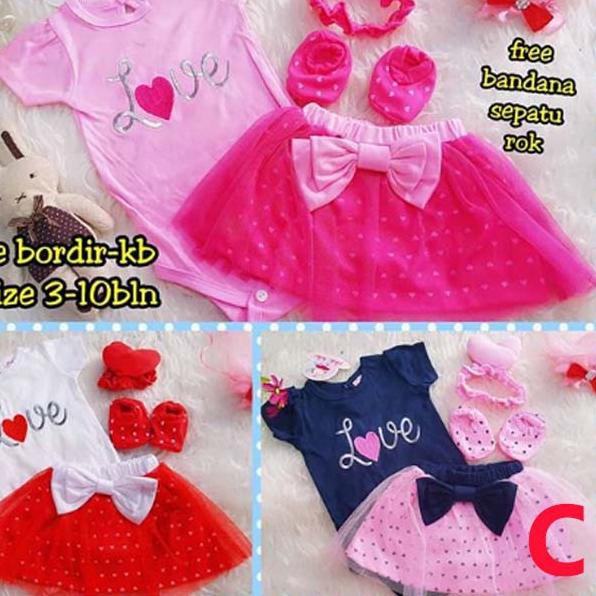 HMI Baju Anak Bayi Perempuan Setelan Jumper Bayi Lucu Love 