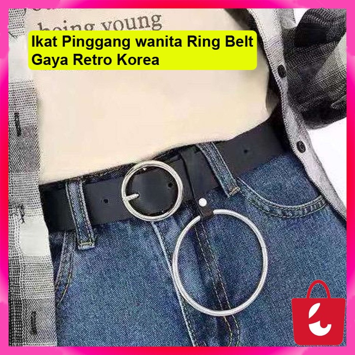 [Bisa COD] Ikat Pinggang Fashion Import Wanita Ring Belt / Gaya Retro Boho Bahan Metal dengan Gesper