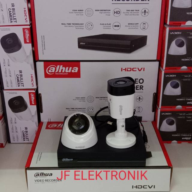 Paket cctv dahua 4 channel dengan 2 cctv 2mp 1080P