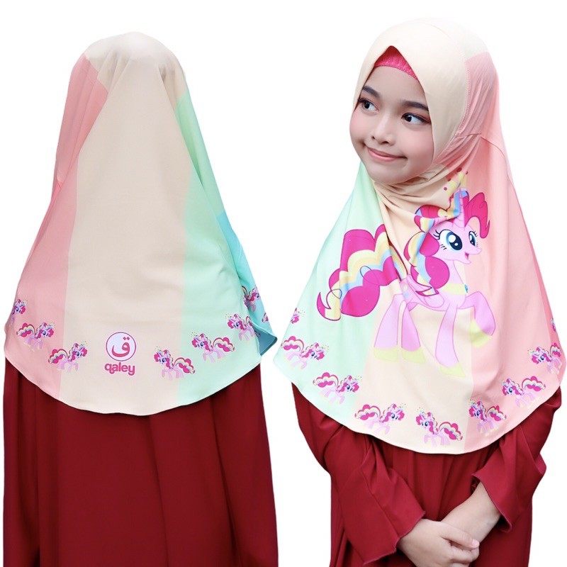 BERGO ANAK PRINTING MOTIF PINKIE PIE / HIJAB INSTANT ANAK LUCU KARAKTER / BERGO ANAK /JILBAB ANAK