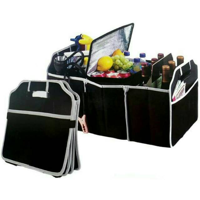 Hitam Black Tas Bagasi Mobil Besar Lipat Car Boot Organizer Tempat Menaruh Menyimpan Barang Bag