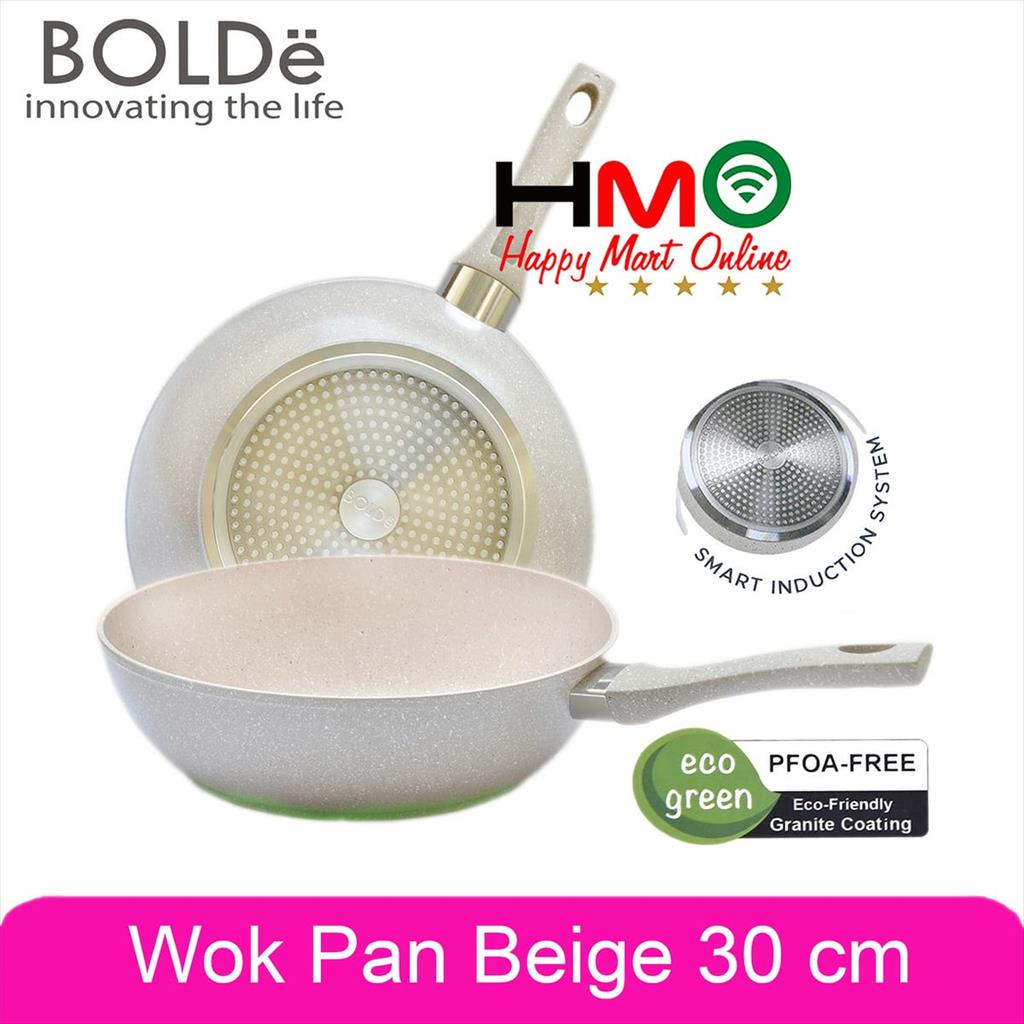 Bolde Super Pan Wok 30CM Beige Granite Coating Pannci Wajan Keramik Anti Lengket Granit Bolde Superp
