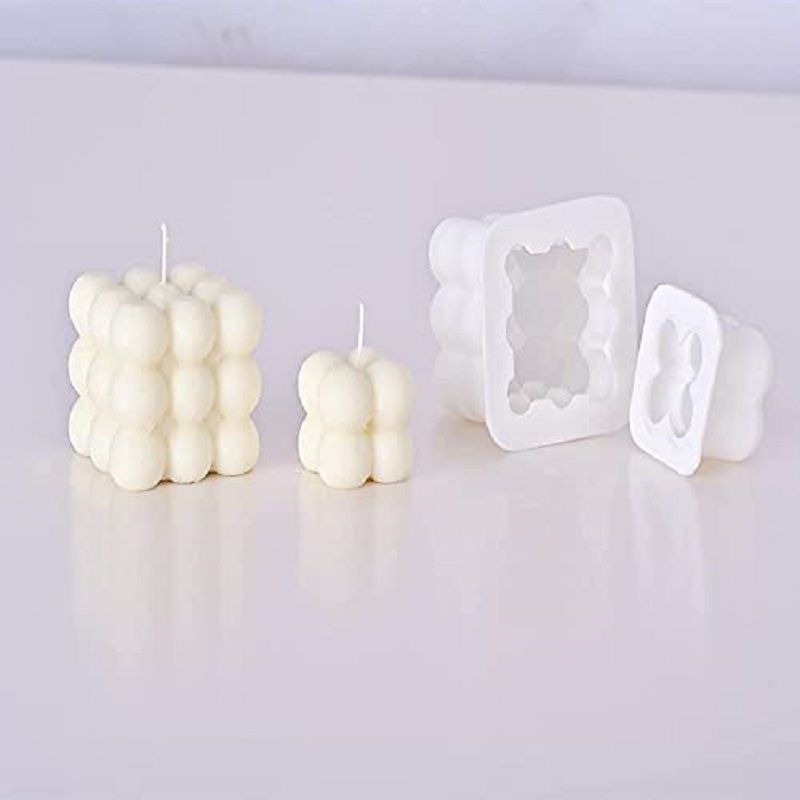 Cetakan Lilin Silikon 3D Cetakan Lilin Aromaterapi Kubus Lilin Sabun Mould/2 Size Silicone Candle Mold