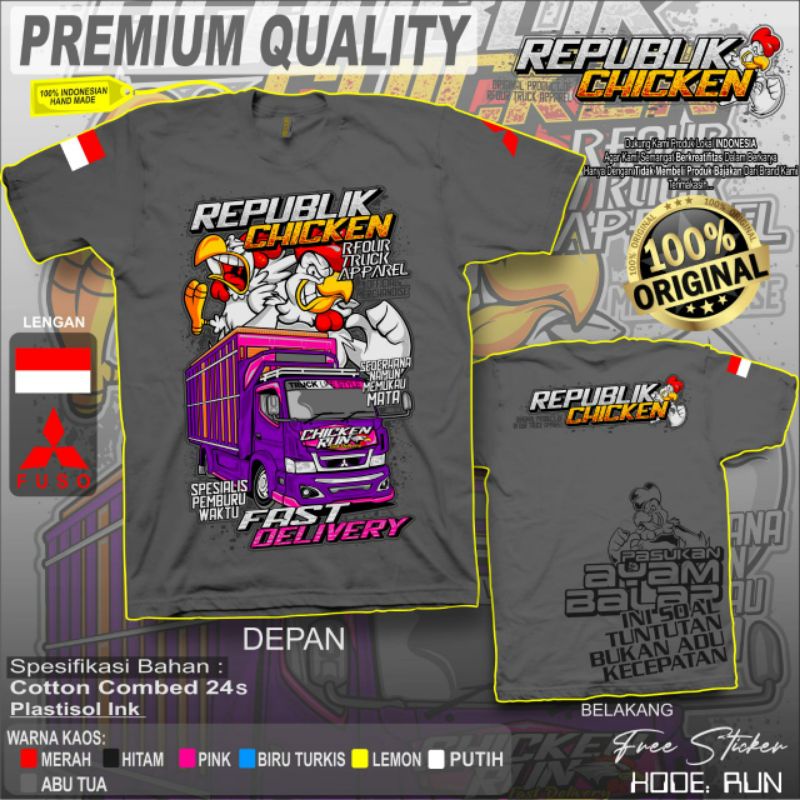 GROSIR KAOS DISTRO TRUCK CHICKEN NEW APPAREL KAOS KATUN COTTON COMBAD SABLON PLASTISOL
