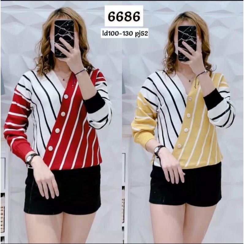 Atasan Blouse Rajut Wanita Lengan Panjang 9899