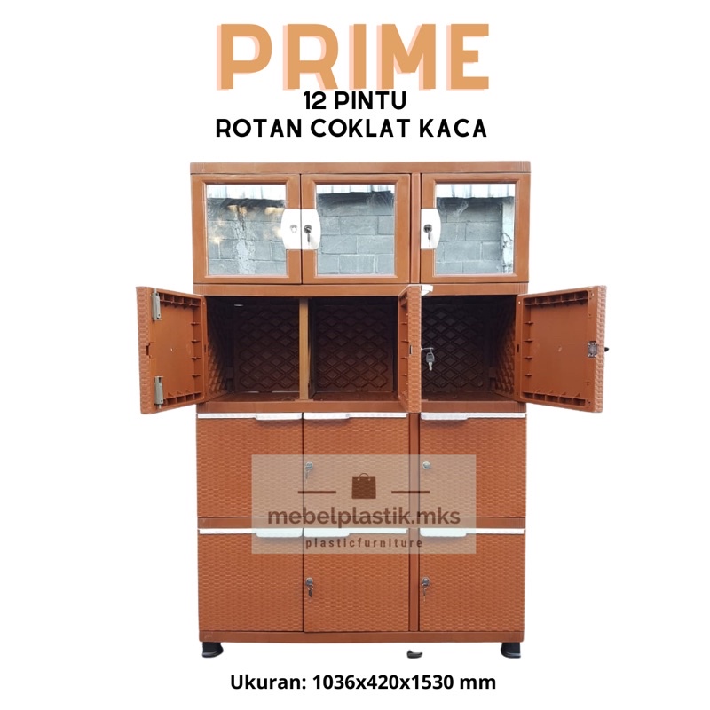 Lemari Plastik/ Lemari Besar/ Lemari Pakaian  9 Pintu gambar Modern / Prime 12 Pintu Kunci Kaca