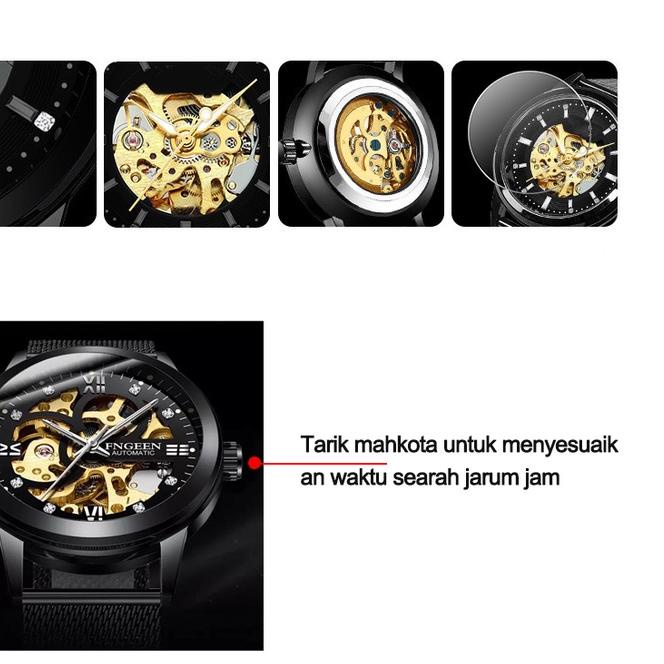 NEW  9.9 FNGEEN 6018 Jam Tangan Pria Mechanical Automatic Luxury Business Original Tahan Air Watch + Kotak Gratis [KODE 9]