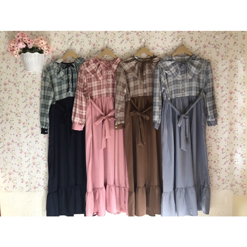 Gamis Kotak Polos Kombinasi shakila Syakila Shakila Sakila G14