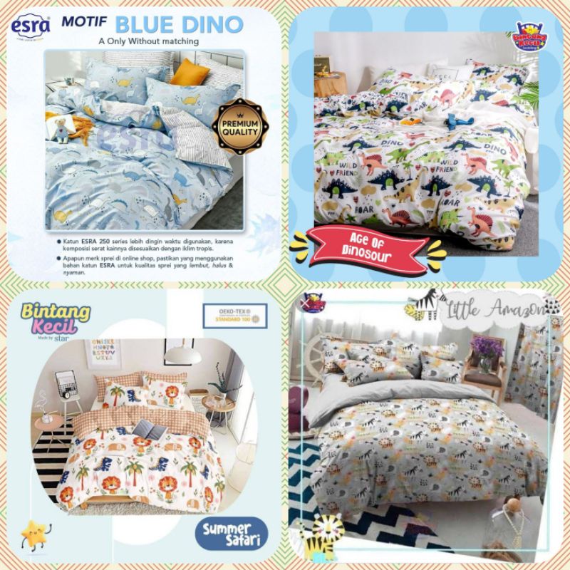 Sprei Seprei Bedcover Motif Anak Dinosaurus Animal Safari Zoo Binatang Hewan