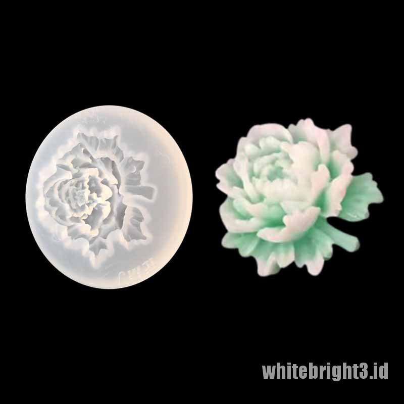 ❤White3 Warna Putih❤ Cetakan Adonan Kue Fondant &amp; Sabun Bentuk Bunga Rose Bloom Bahan Silikon