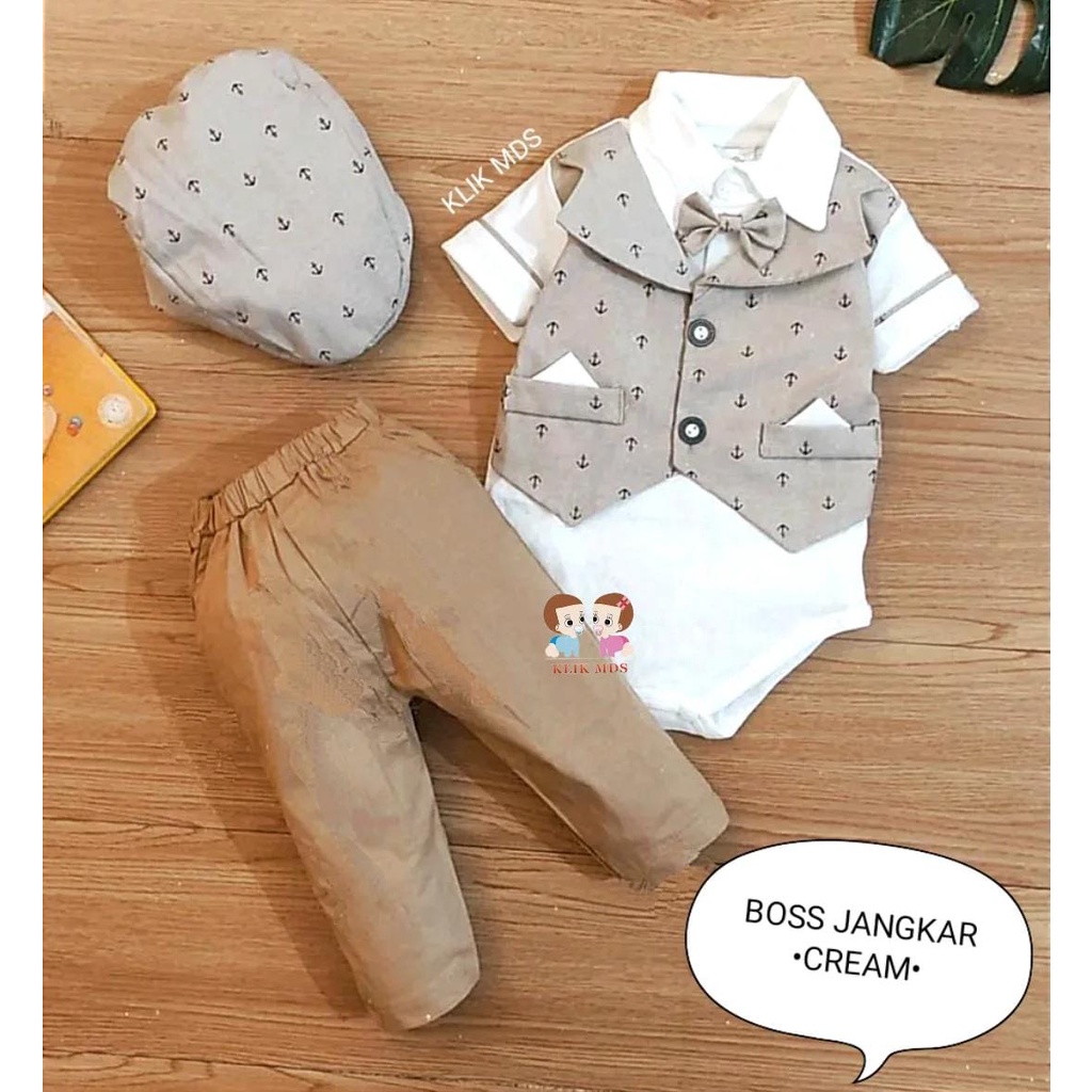 Jumper Bayi Laki-Laki / Setelan Anak Cowok Dengan Model Rompi Dan Celana Katun Usia 0-9 Bulan Motif Set Bos Kotak