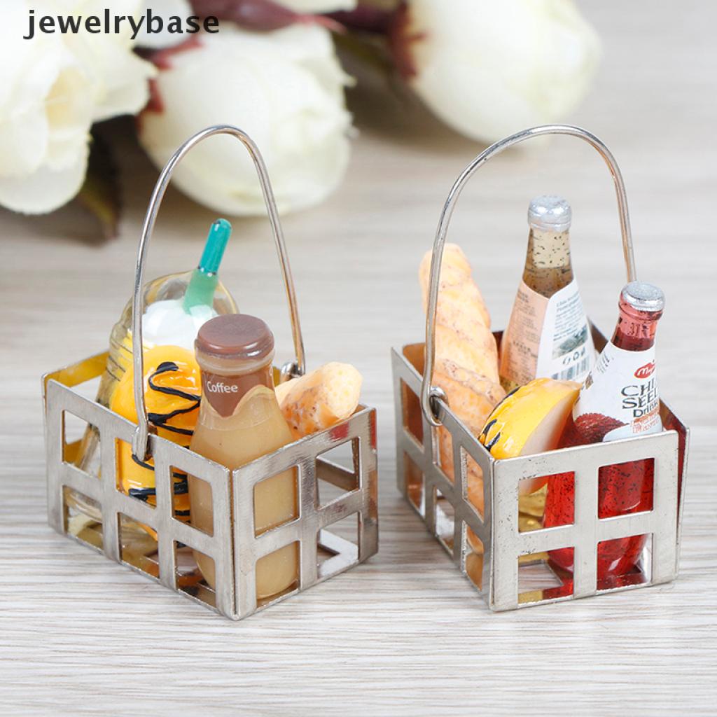 Base set Miniatur Keranjang Roti + Botol Minum Skala 1: 12 Untuk Aksesoris Rumah Boneka