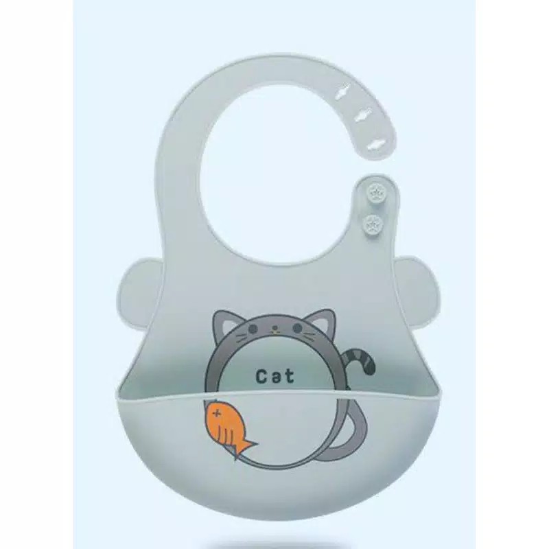 (BC) Celemek Makan Bayi Baby Bib Slaber Silicone Silikon Karet