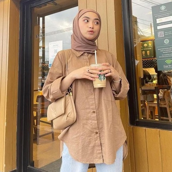 OLIVIA SHIRT - LINEN SHIRT / BLOUSE KEMEJA LINEN OVERSIZE / OVERSIZE LINEN POLOS