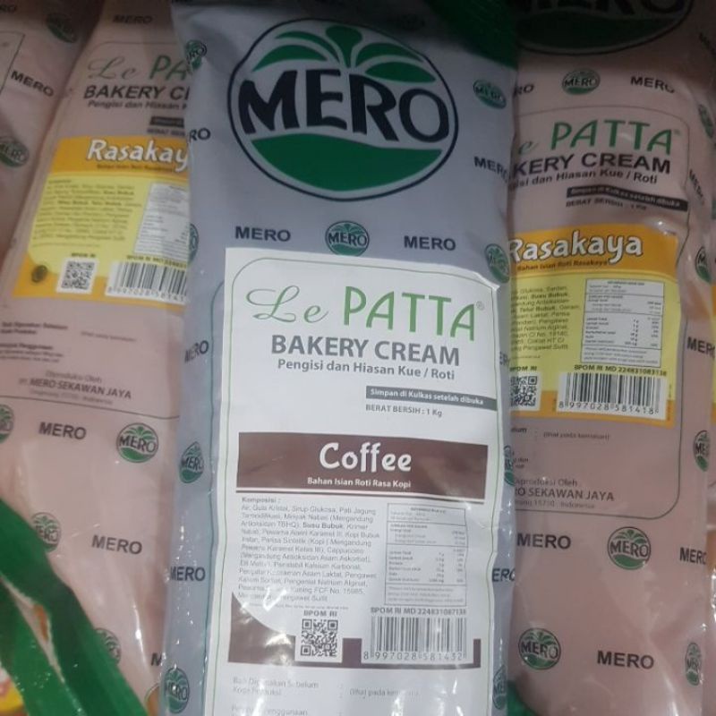 

mero lepatta bakery cream rasa coffe(pengisi dan hiasan kue/roti)/1kg