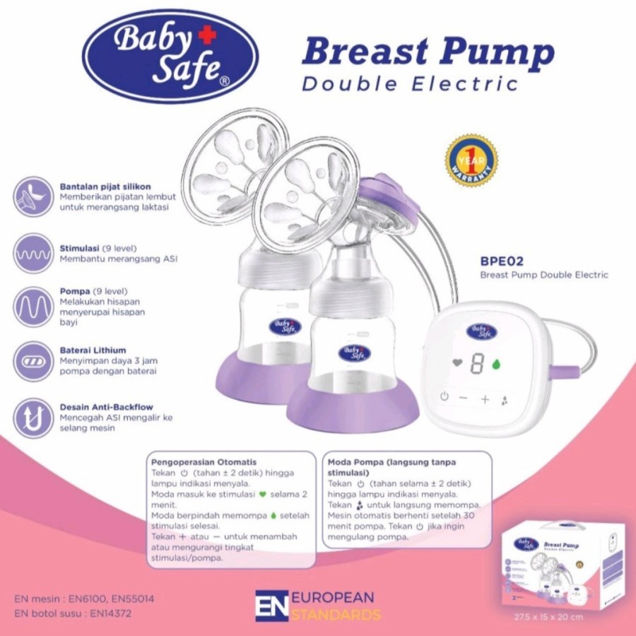 Baby Safe Electric Breastpump Double Pompa Asi Elektrik BPE02