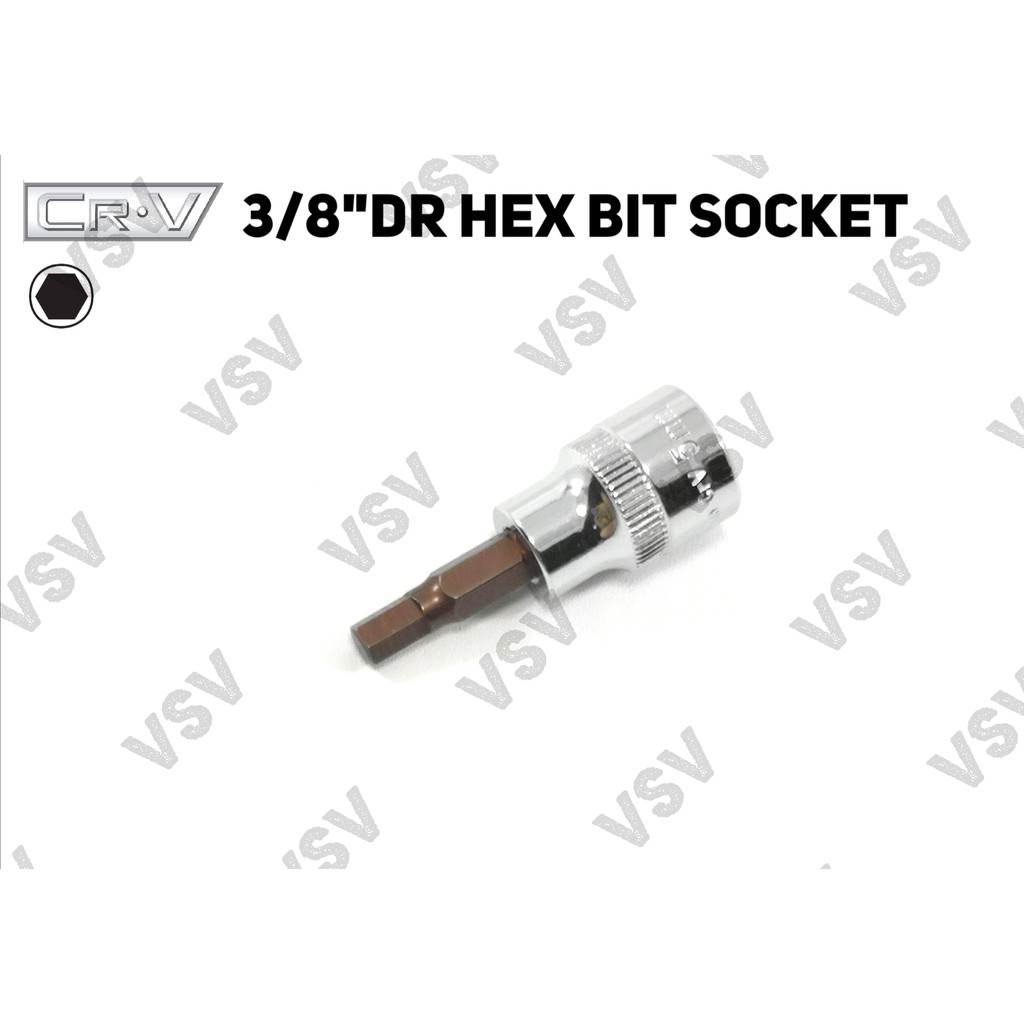 Gestar 3/8&quot;Dr Hex bit Socket 3mm-6mm Kunci L Shock Kunci Sock L Sok