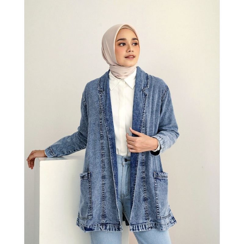 outer jeans cardigan wanita terbaru