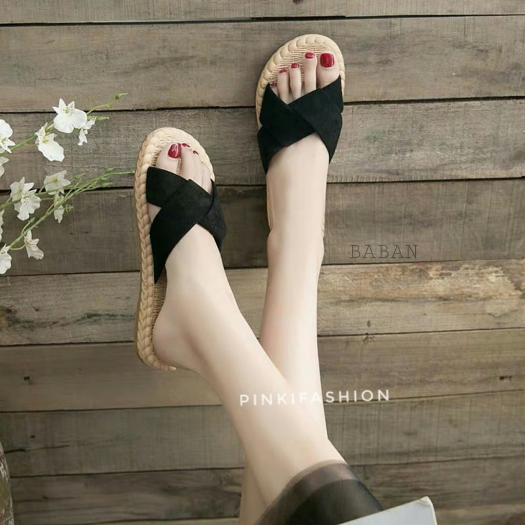 [LOKAL] DOMMO - D5084 Sandal Slip Wanita Suede Etnik RM 03