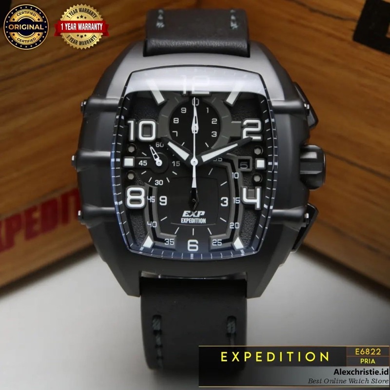 JAM TANGAN EXPEDITION PRIA CRONO AKTIF BAHAN TALI KULIT TIPE 8622 ORIGINAL