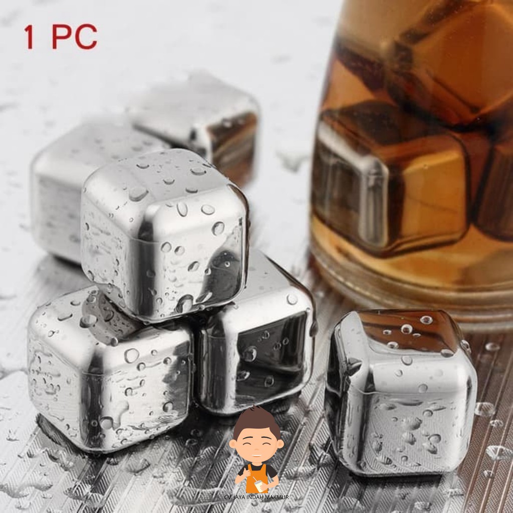 Es Batu Stainless Steel Reusable | Ice Cube Pendingin Non Cair 1 Pcs (1biji)-1