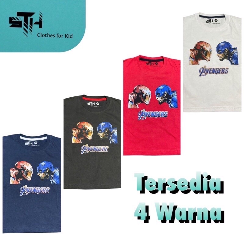 STH 1-10 Tahun [ S / M / L / XL / XXL ] Baju Kaos Anak Laki Laki Cowok PREMIUM DISTRO Bahan Katun Cotton Combed - Avenger 2