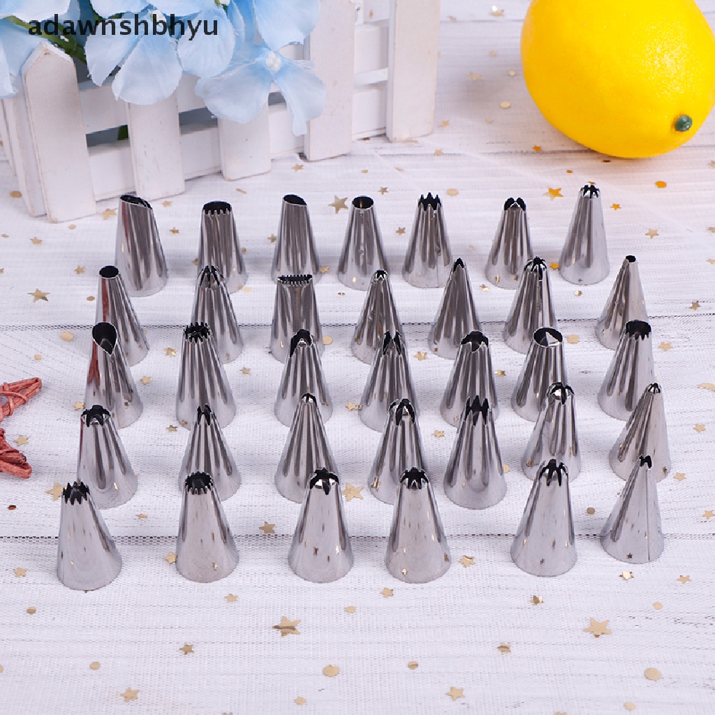 Adawnshbhyu 24/36 /48 Pcs Stainless Steel Icing Piping Nozzle Tools Set Kotak Dekorasi Kue