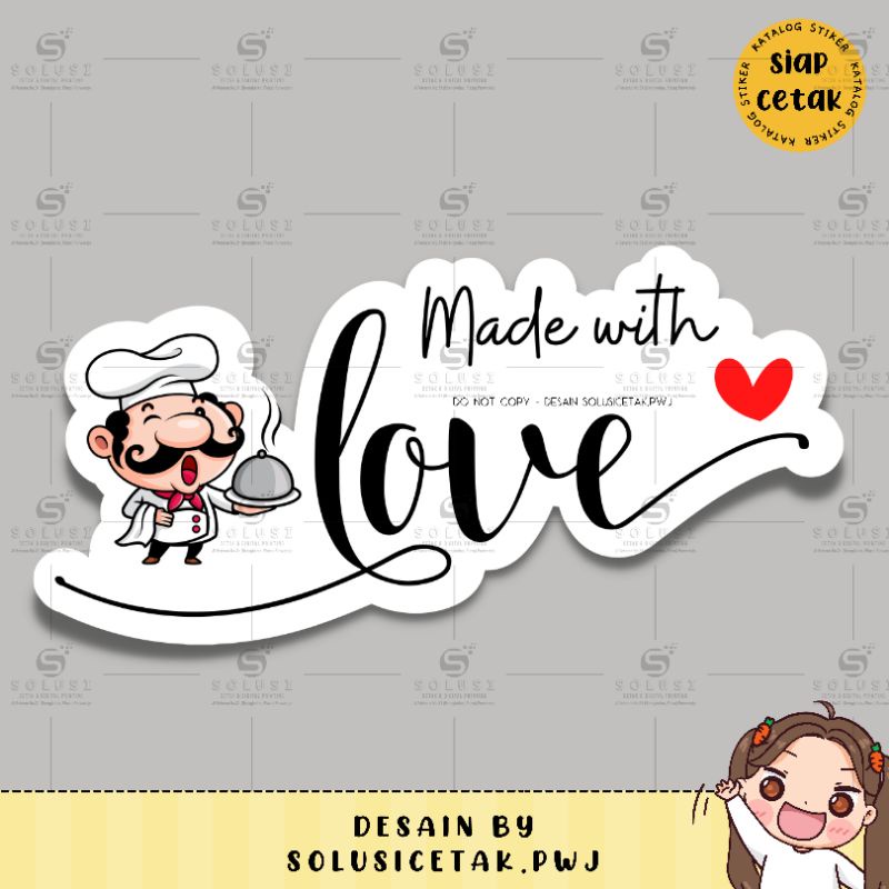 

Stiker Made with Love / stiker lucu / stiker makanan / stiker kemasan makanan / stiker olshop lucu / stiker kue lucu / stiker toples