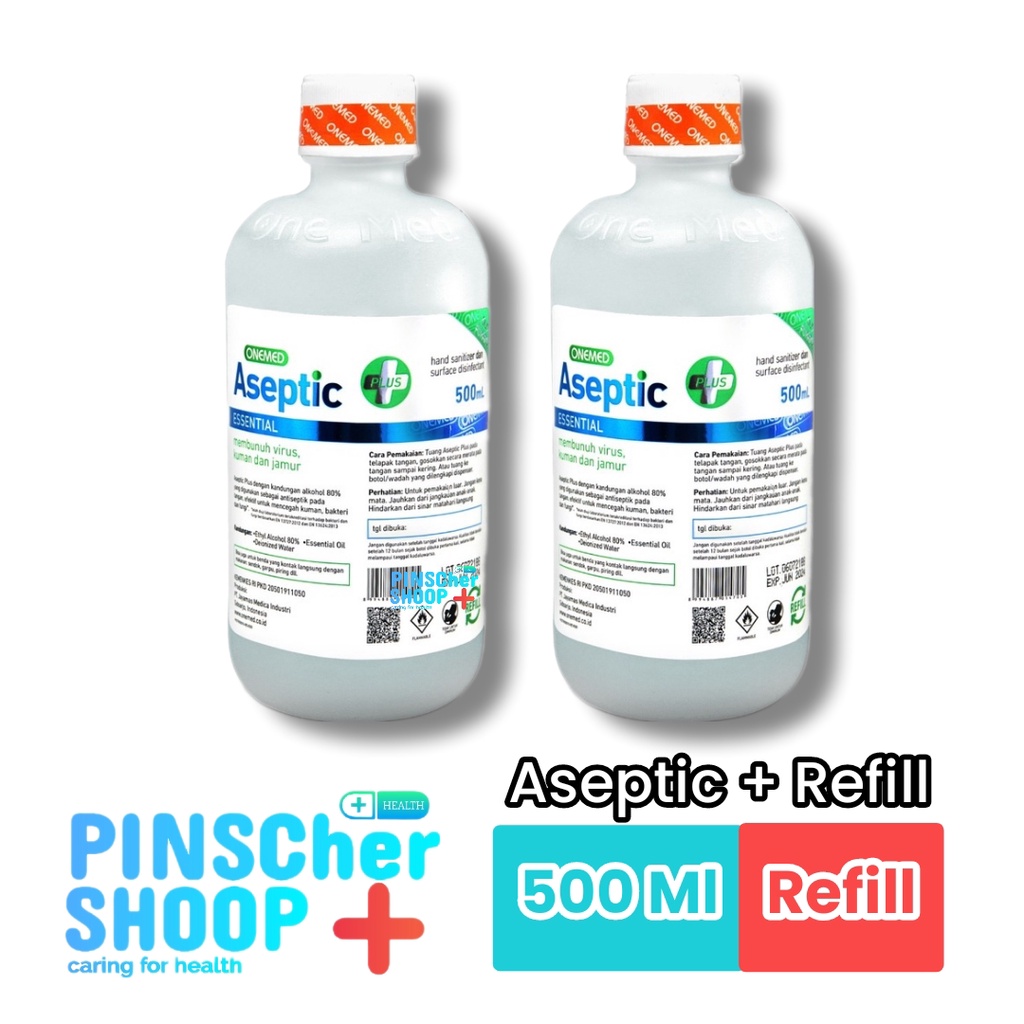 ASEPTIC PLUS ASEPTIK ESSENTIAL 500 ML REFILL HANDSANITISER CAIR ONEMED