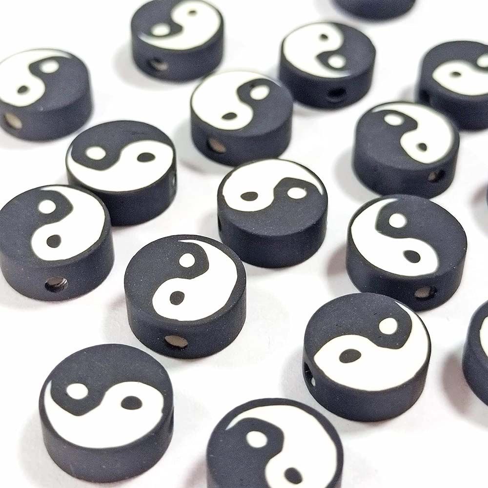 Needway  10mm Tai Chi Beads Handmade Needlework Beads Yin Yang Eyes Loose Beads Bracelet Colorful Soft Pottery Earring Gossip Peace 50 Pcs DIY Jewelry Making/Multicolor