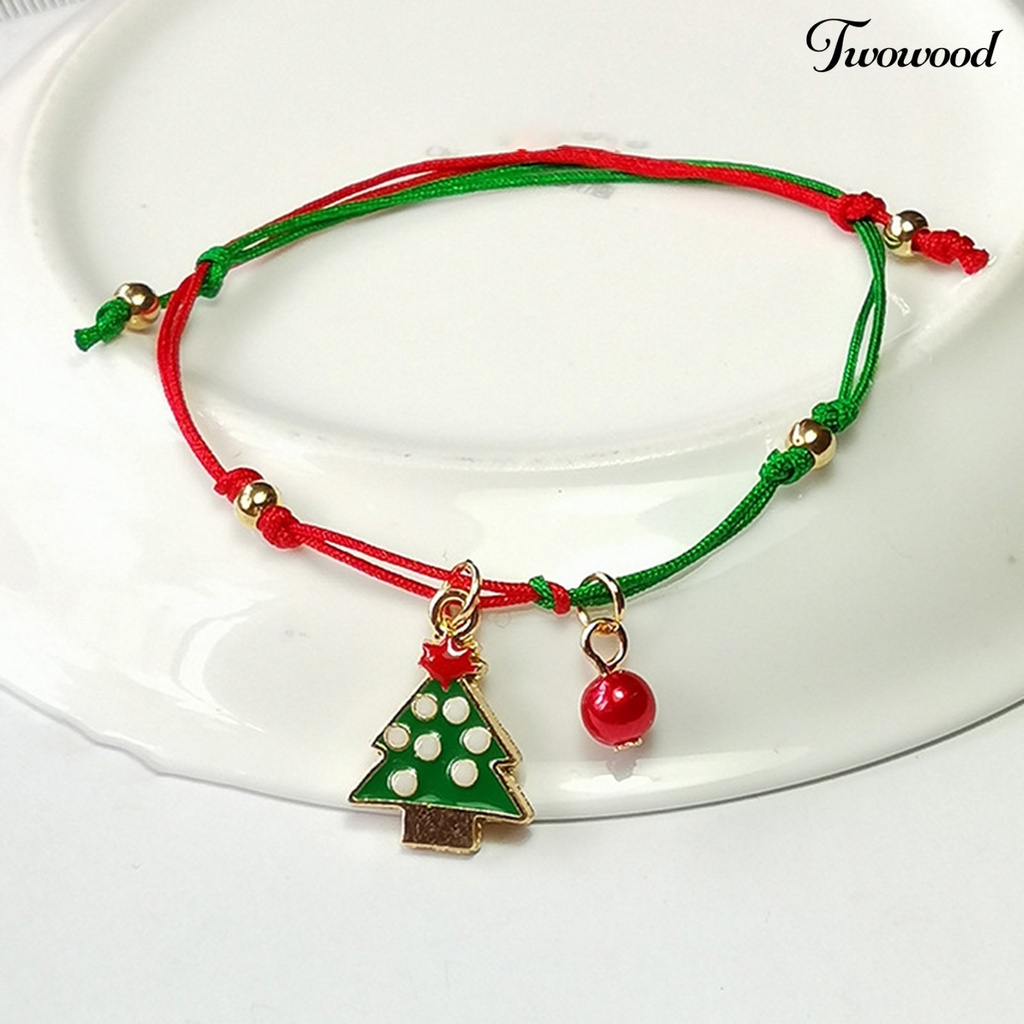 Gelang Rajutan Tangan Desain Pohon Natal Santa Claus Rusa Snowflake Untuk Unisex