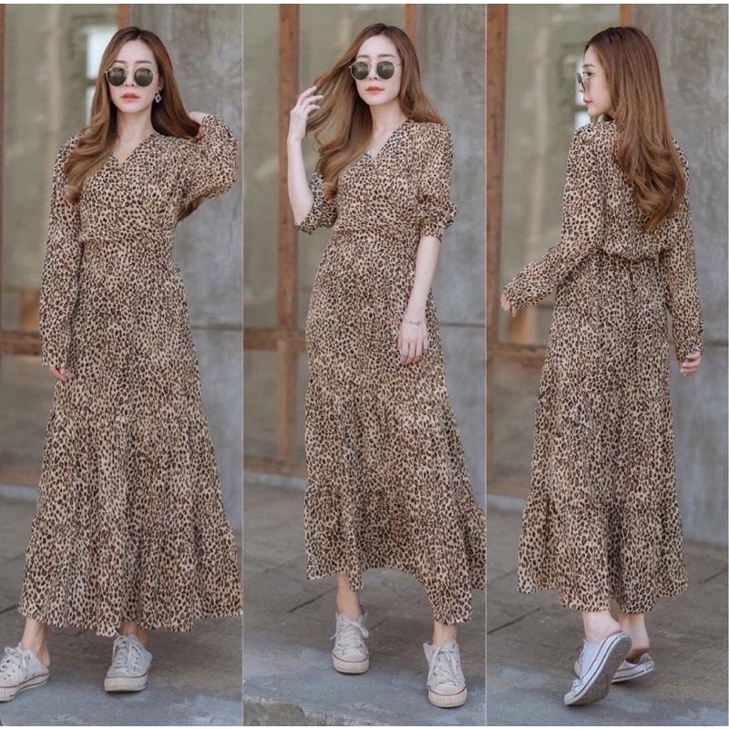 maxi kimono leopard / maxi dress leopard model kimono / maxi rempel kimono/ maxi fashion wanita model kimono