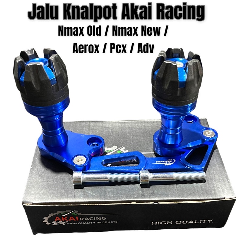 Jalu Pelindung Knalpot Motor Nmax Aerox Lexi Merek Akai Racing Bahan Full Cnc Warna Merah Gold Silver Hitam Biru