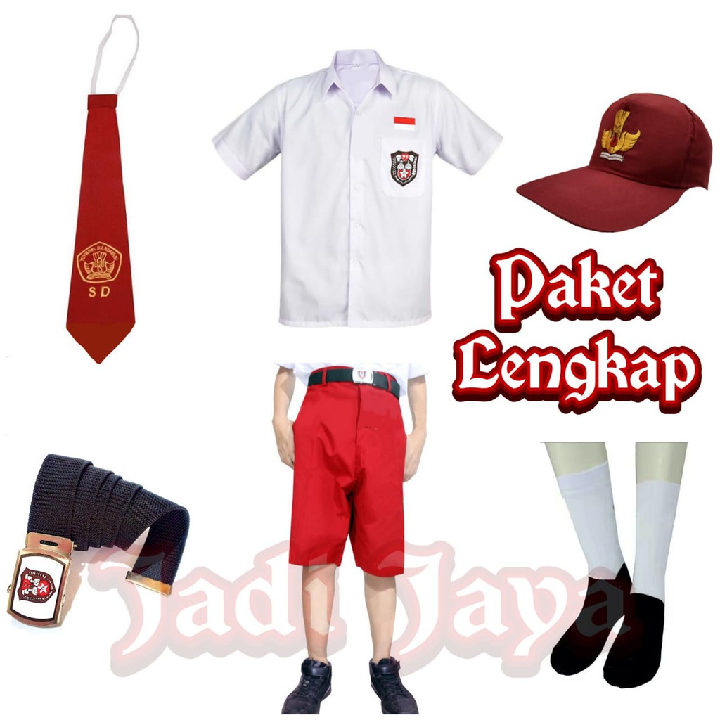 Seragam SD Merah Putih Laki Celana Pendek Baju Pendek