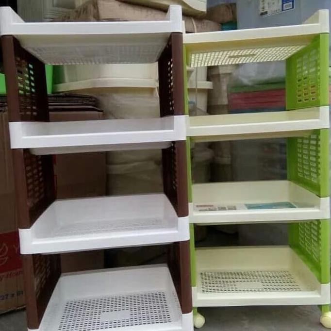 Rak Plastik Roda Rak Serbaguna Susun 4 ..