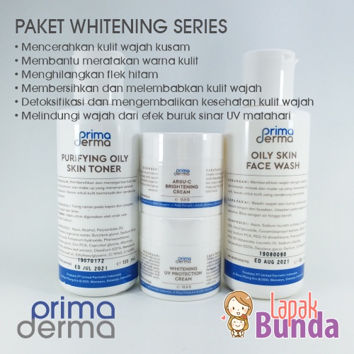 PAKET WHITENING SERIES PRIMA DERMA PERAWATAN PENCERAH WAJAH KUSAM