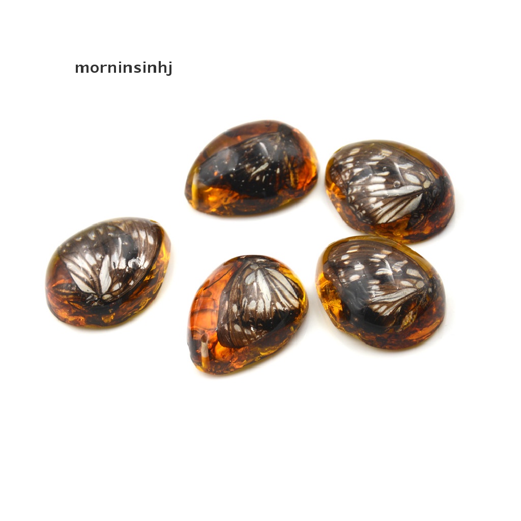 Mornin Liontin Kupukupu Bahan Resin Warna Amber