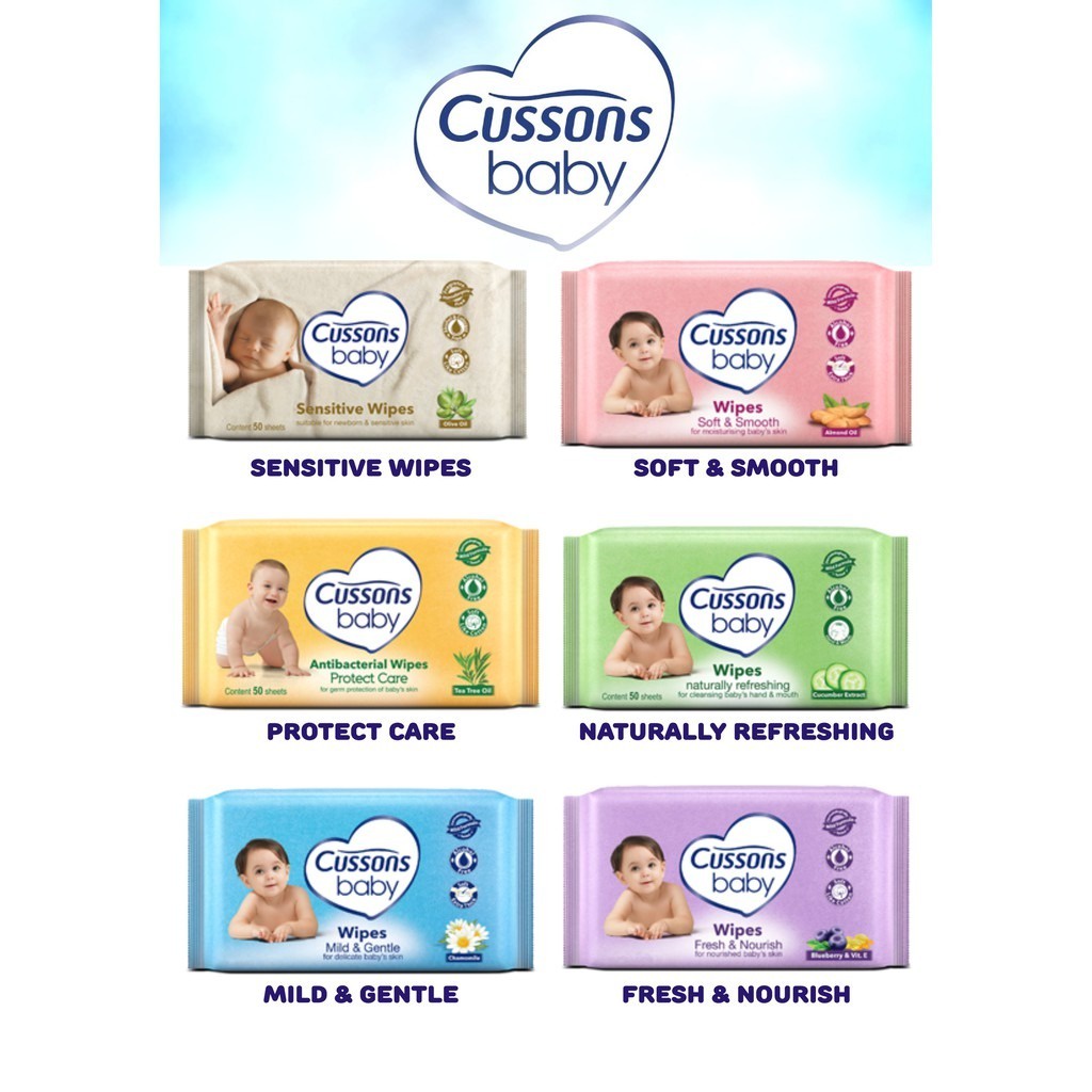 ★ BB ★ Cussons Baby Wipes - Tisu Basah Bayi - Ganti Popok 45's X2