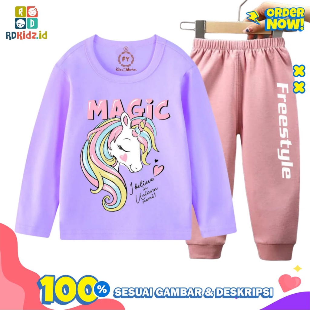 Rdkidzid Set Lengan Panjang Anak Perempuan Setelan Panjang Anak Perempuan Motif Pony Magic