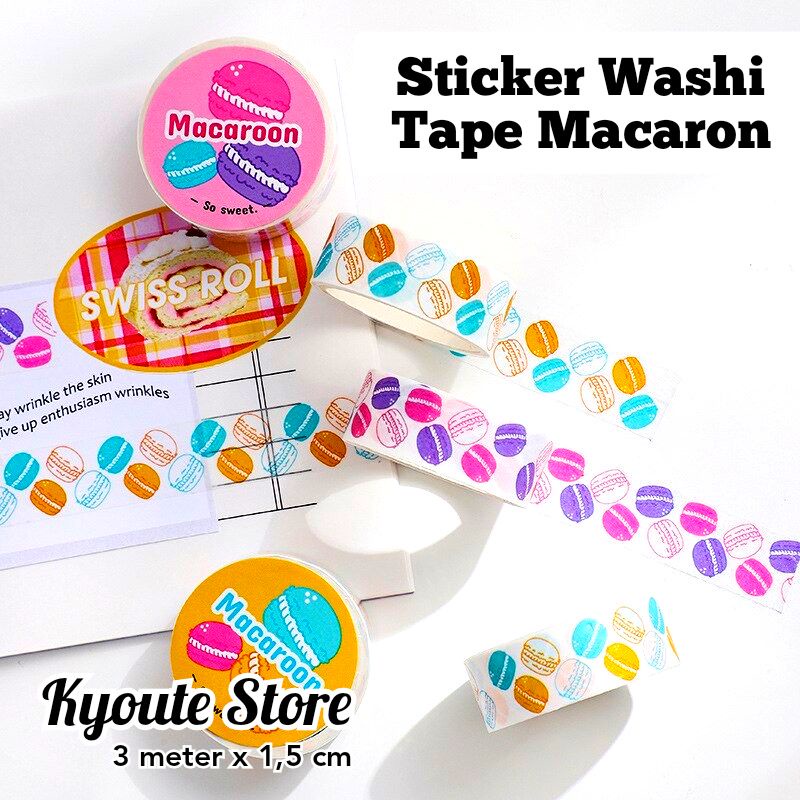 

Washi Tape / Masking Tape Paper Cute Macaron Food Dekorasi Scrapbook Journal DIY Bujo Planner Surat Letter