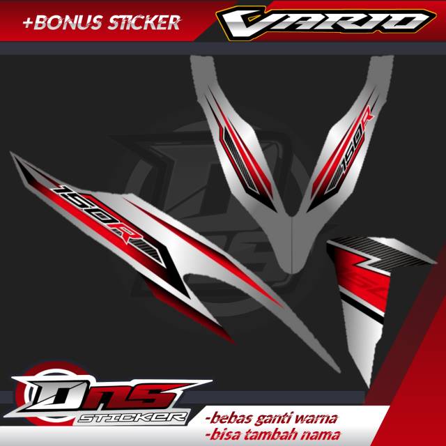 STRIPING TRANSPARAN VARIO NEW 150 MERAH KARBON