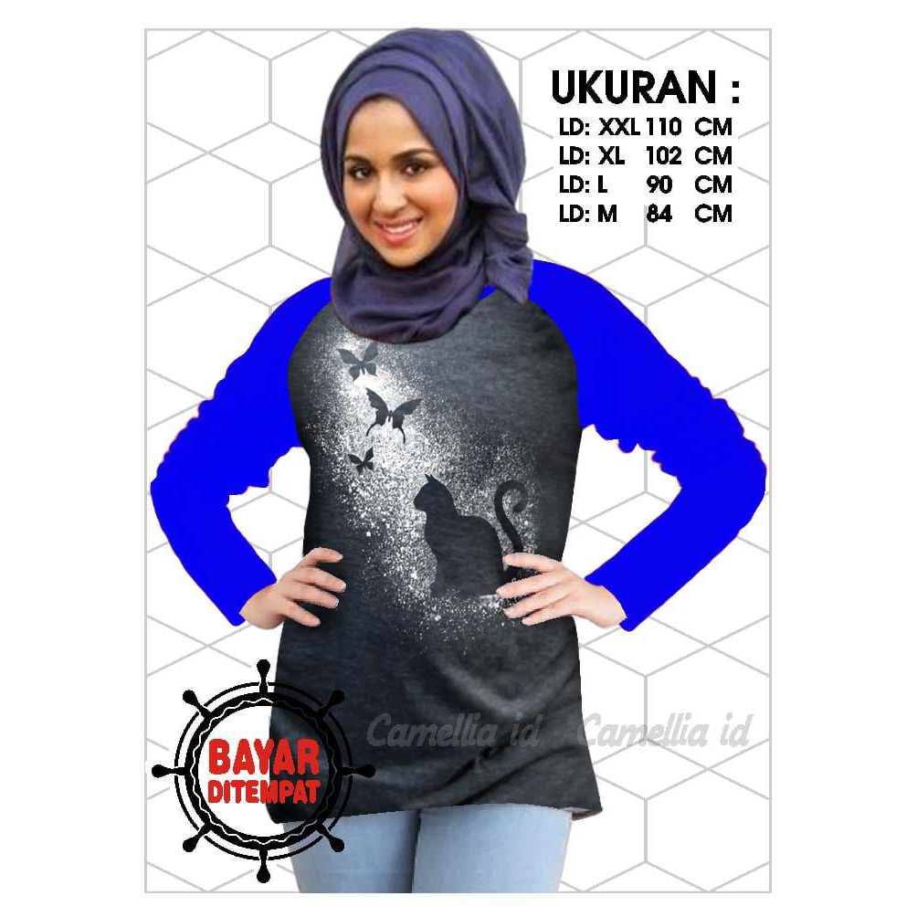 Kaos Raglan (K.KUPU)/Kaos Wanita Lengan Panjang/ Kaos Wanita/ Kaos Cewek/ Kaos Oblong/Misty