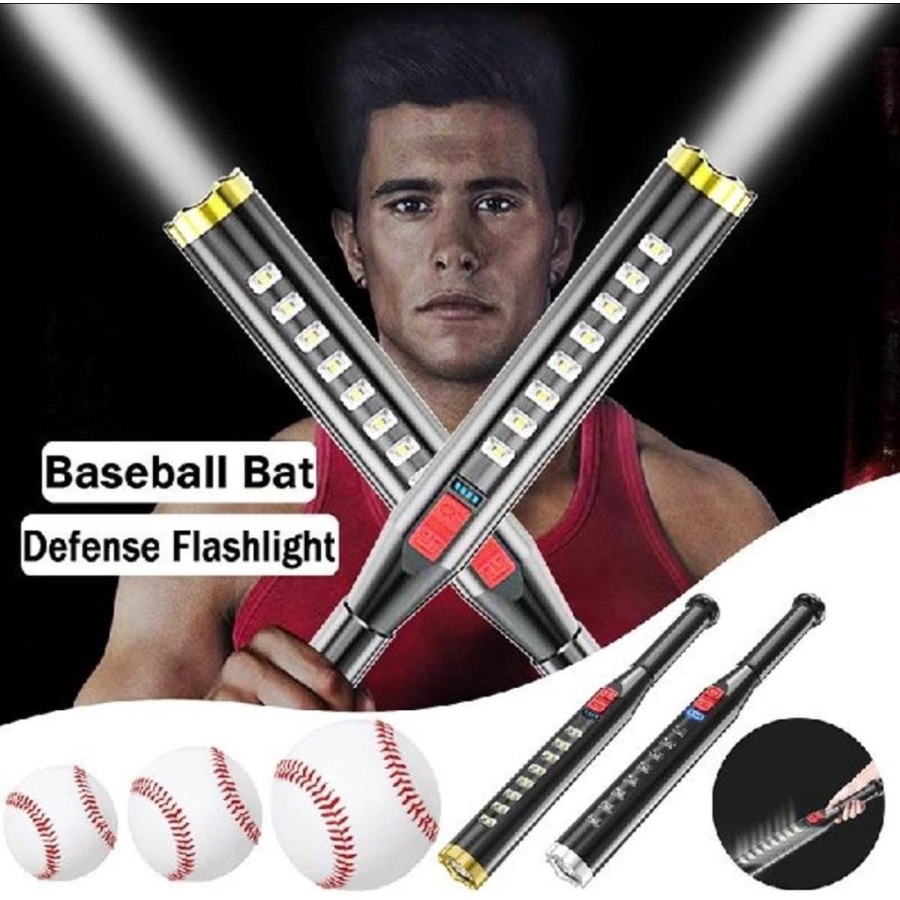 Lampu Senter baseBall Bat Jarak Jauh + 8 COB Super Terang Free USB