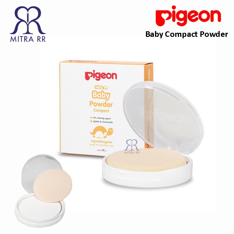 Pigeon Baby Compact Powder Cake / Refill + Puff 45gr - Bedak Bayi Padat Pigeon