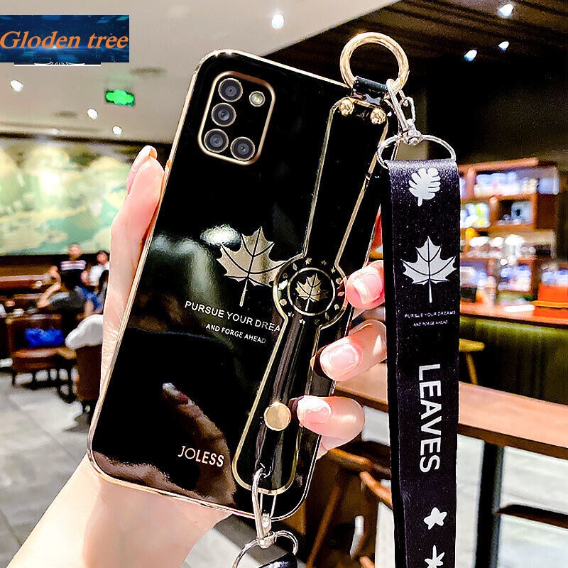 Case Motif Daun Maple Dengan lanyard Untuk Samsung Galaxy A31