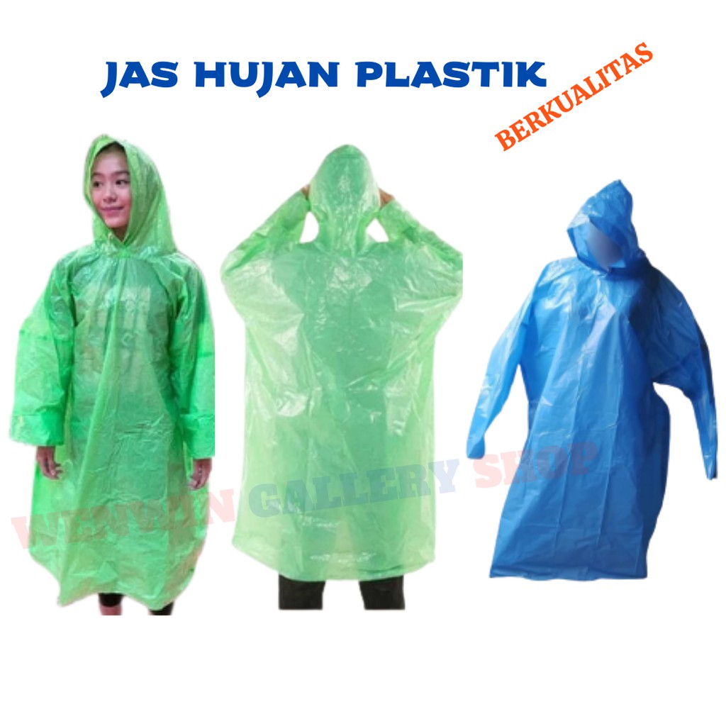 Jas Hujan Plastik LDPE Poncho Merk BAMBU Tebal dan Berkualitas/Mantel Hujan